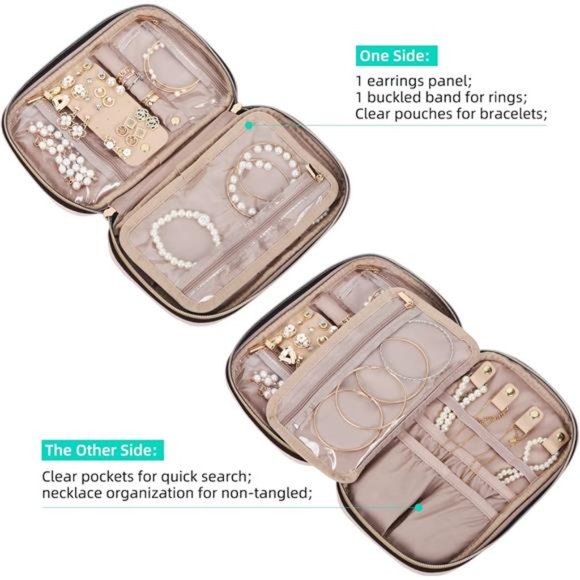 Travel Jewelry Case, Travel Organizer for Jewelery, Watch, Pink - Picture 5 of 7